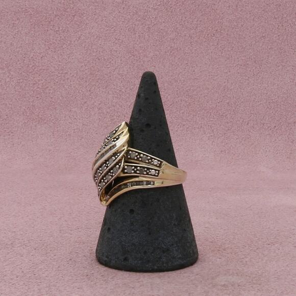 zales sterling silver diamond accent baguette crossover ring size 7 - Picture 2 of 3